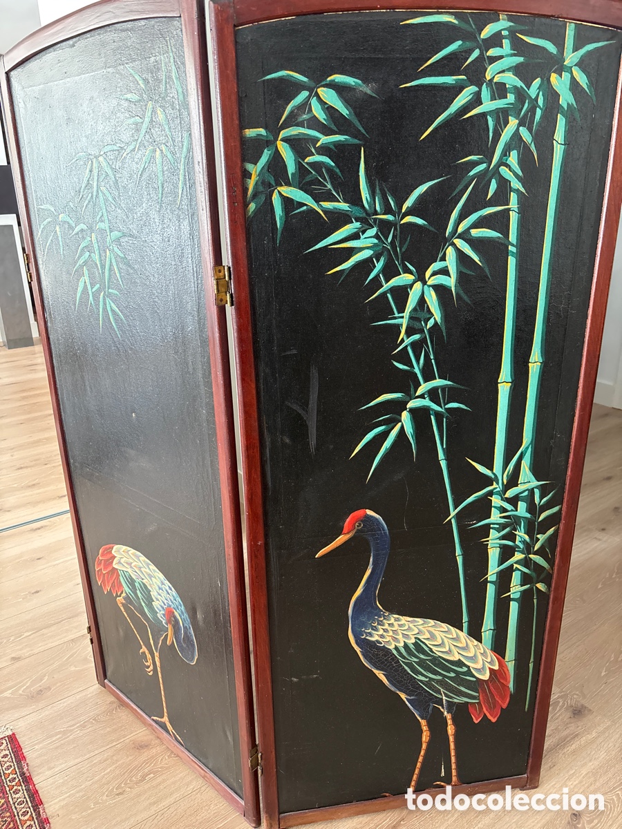 Antig&uuml;edades: Biombo pintado a mano - Foto 5