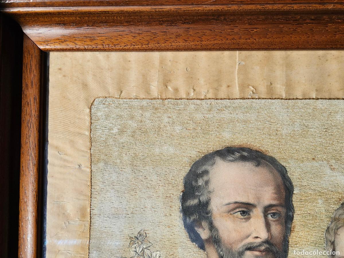 Antig&uuml;edades: CUADRO BORDADO SOBRE SEDA, SIGLO XIX - Foto 12