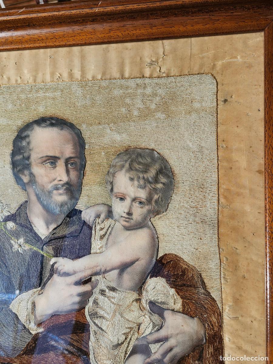 Antig&uuml;edades: CUADRO BORDADO SOBRE SEDA, SIGLO XIX - Foto 13