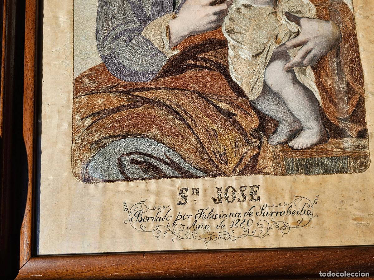 Antig&uuml;edades: CUADRO BORDADO SOBRE SEDA, SIGLO XIX - Foto 15