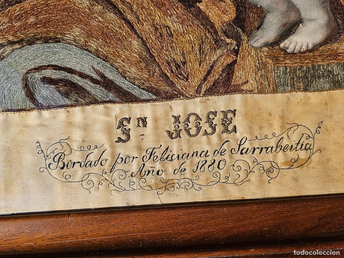 Antig&uuml;edades: CUADRO BORDADO SOBRE SEDA, SIGLO XIX - Foto 16