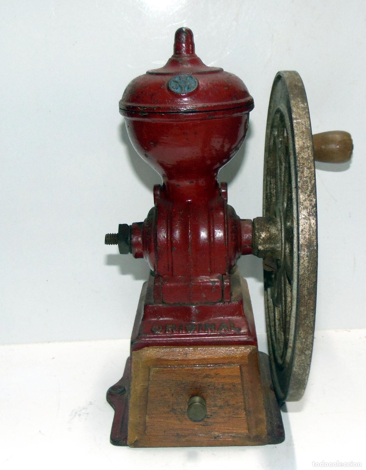 Oggetti Antichi: ANTIGUO MOLINILLO DE CAF&Eacute; DE RUEDA LATERAL , BUEN ESTADO ALTURA 23 CM