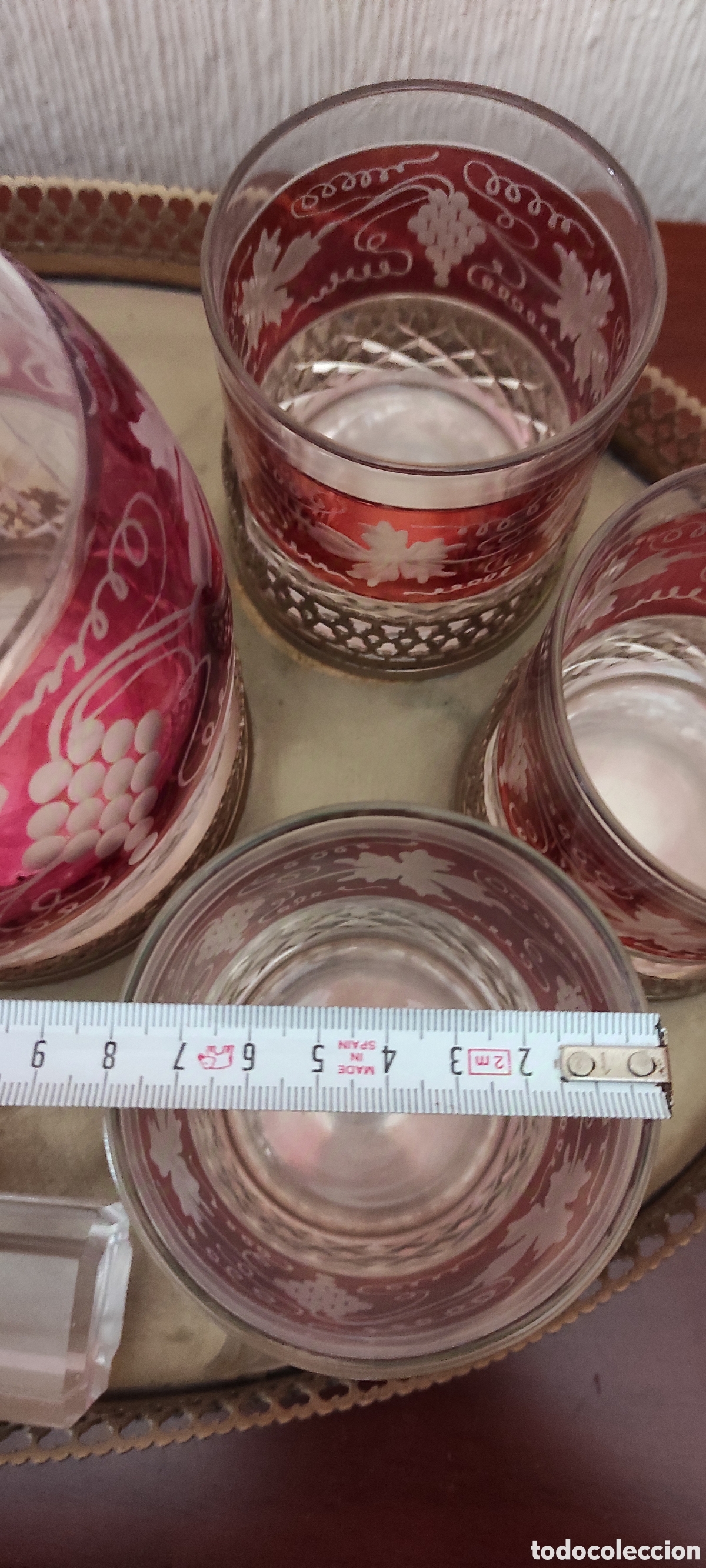 Antig&uuml;edades: Lote de bandeja y servicio de cristal - Foto 14