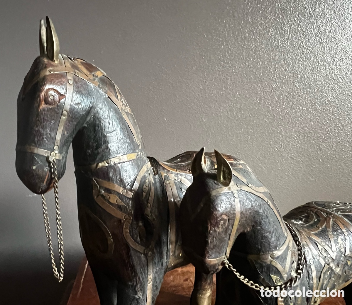 Antig&uuml;edades: Antiguo par de caballos de Rajasthan - Foto 2