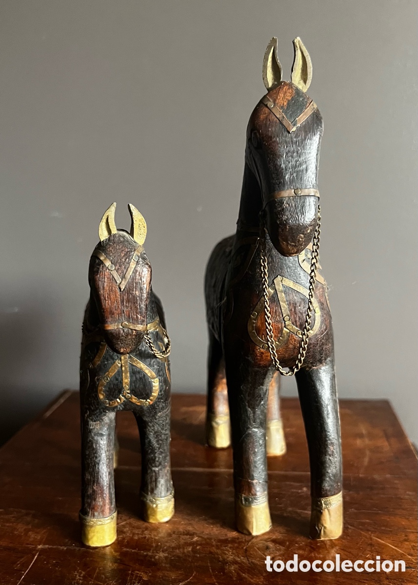 Antig&uuml;edades: Antiguo par de caballos de Rajasthan - Foto 3