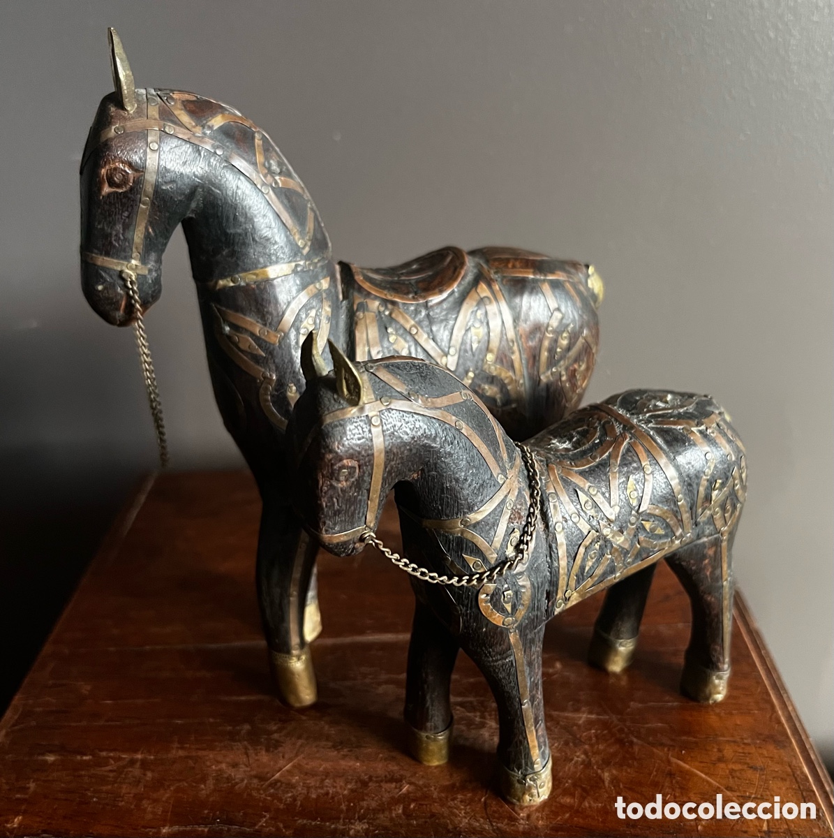 Antig&uuml;edades: Antiguo par de caballos de Rajasthan - Foto 5