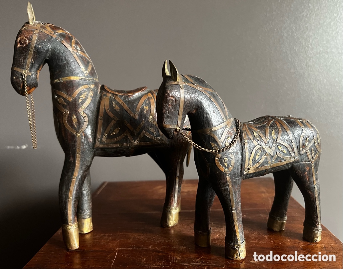 Antig&uuml;edades: Antiguo par de caballos de Rajasthan - Foto 6