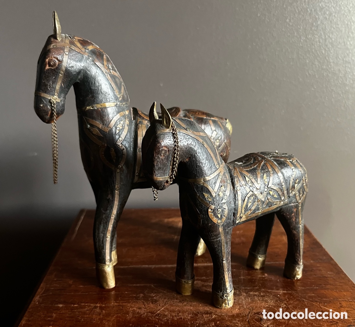Antig&uuml;edades: Antiguo par de caballos de Rajasthan - Foto 7