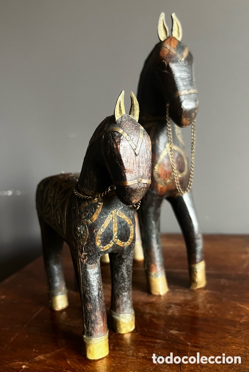 Antig&uuml;edades: Antiguo par de caballos de Rajasthan - Foto 8