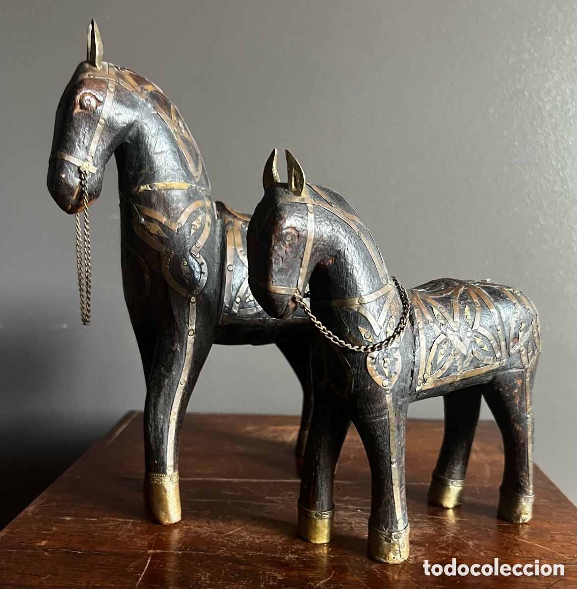 Antig&uuml;edades: Antiguo par de caballos de Rajasthan - Foto 10