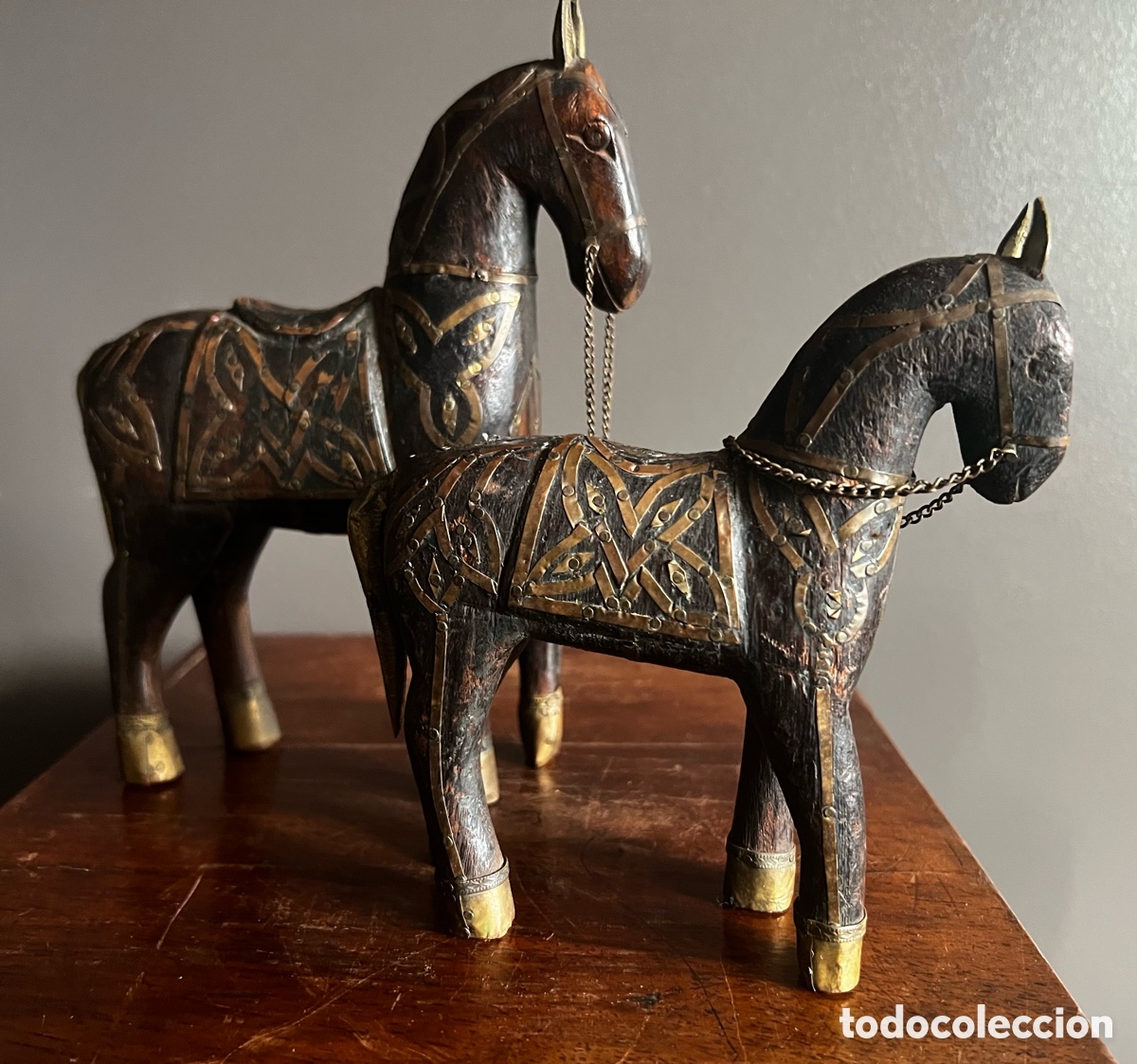 Antig&uuml;edades: Antiguo par de caballos de Rajasthan - Foto 11