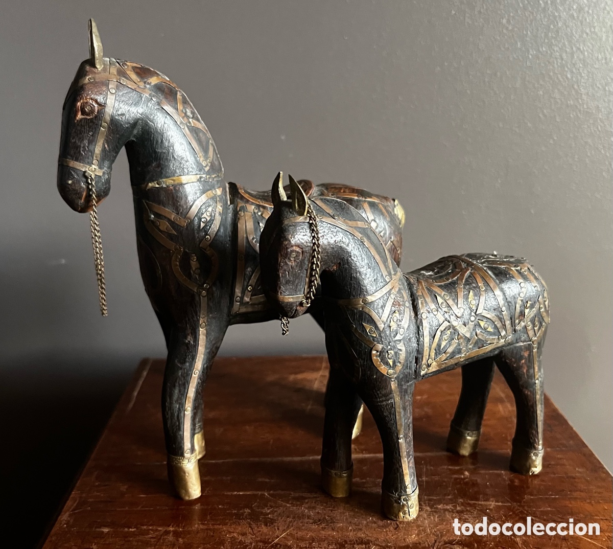 Antig&uuml;edades: Antiguo par de caballos de Rajasthan - Foto 13