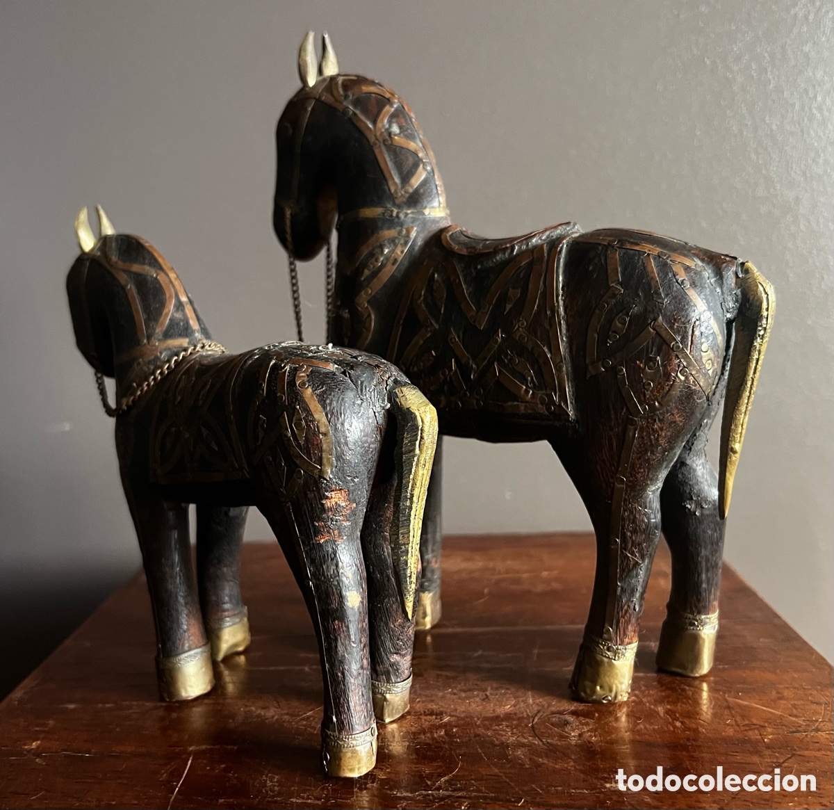 Antig&uuml;edades: Antiguo par de caballos de Rajasthan - Foto 16
