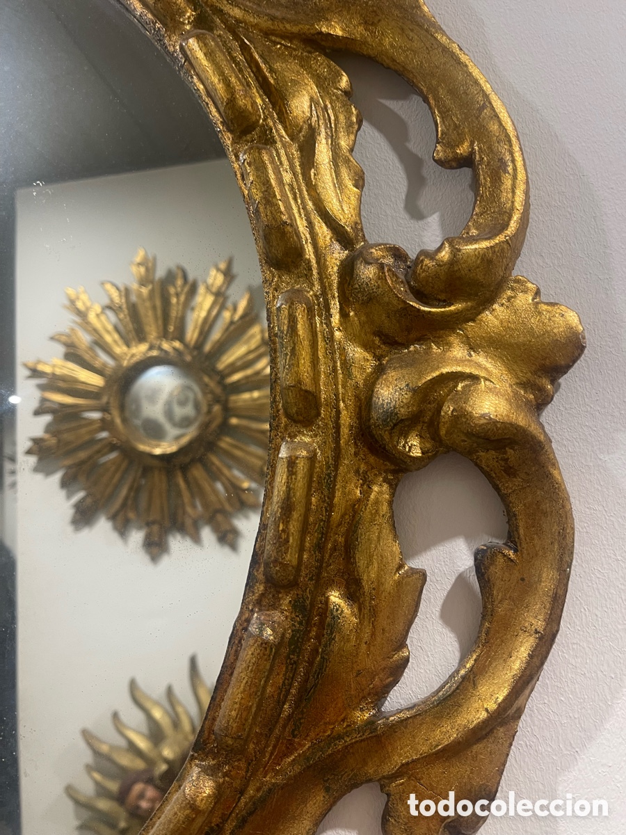 Antig&uuml;edades: Espejo de madera con pan de oro - Foto 4