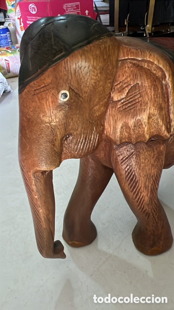 Antig&uuml;edades: FIGURA ELEFANTE TALLADA MADERA - Foto 2