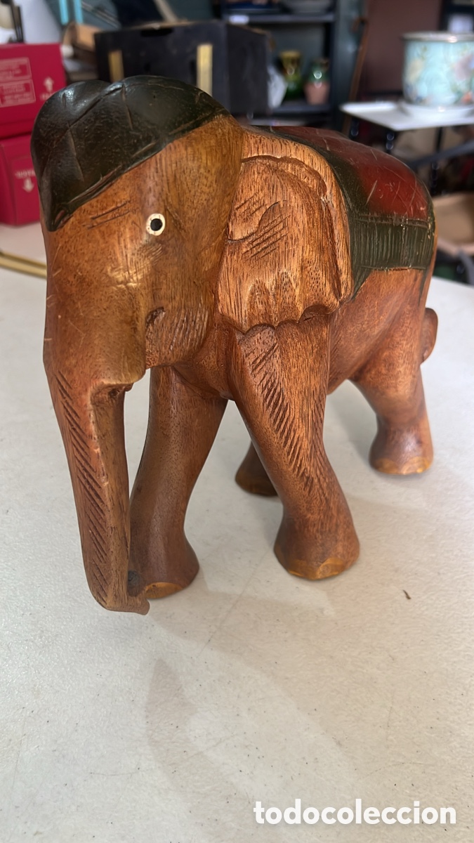 Antig&uuml;edades: FIGURA ELEFANTE TALLADA MADERA - Foto 1