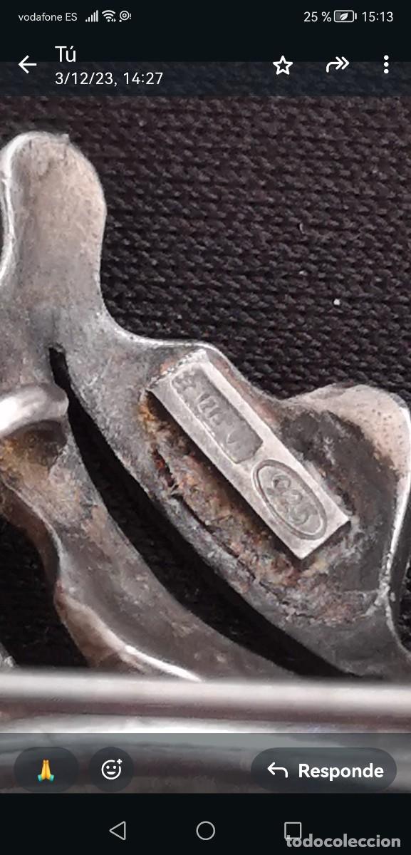 Antig&uuml;edades: Broche flor de plata 925 con piedras - Foto 3