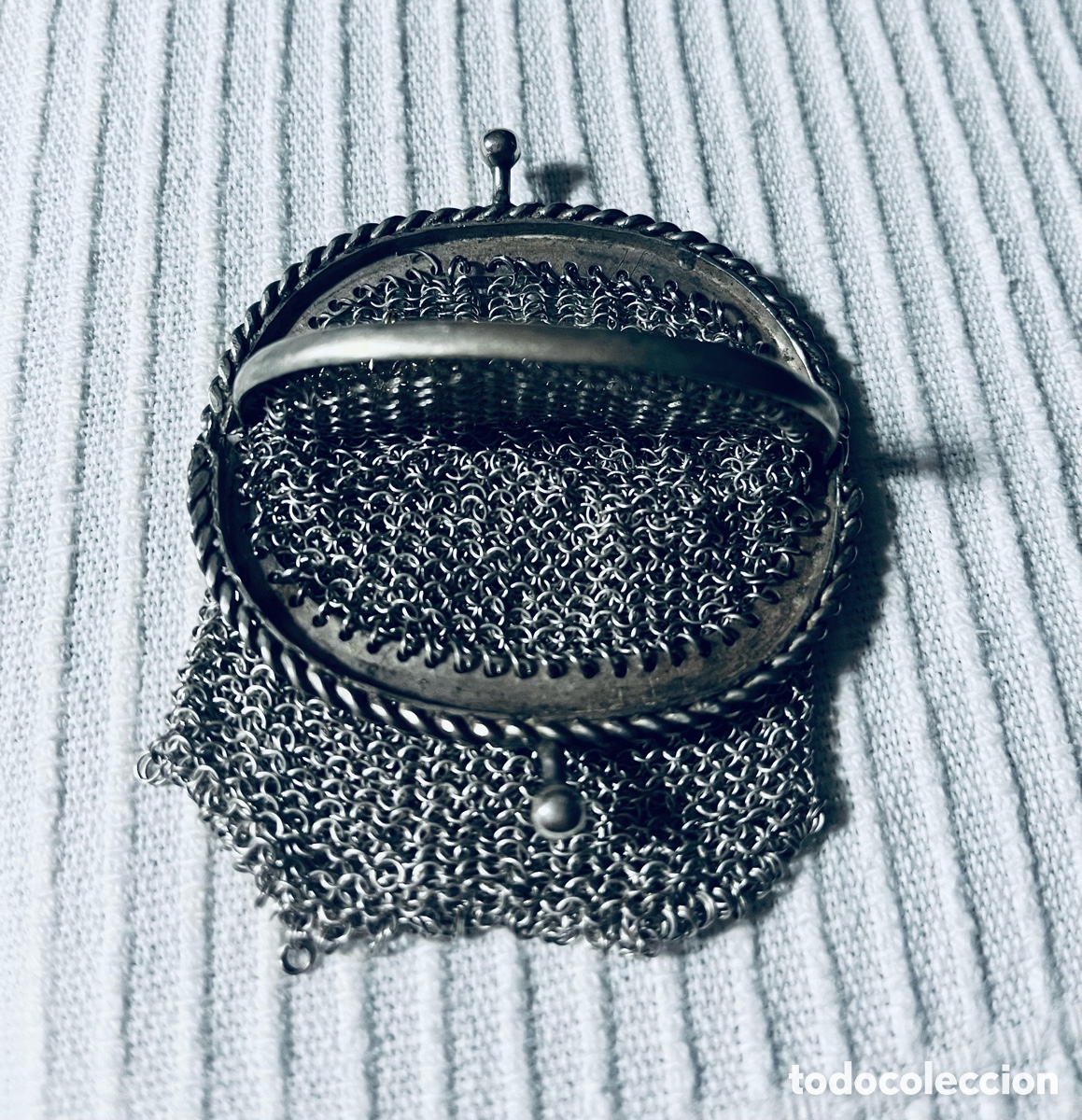 Antig&uuml;edades: Monedero de malla de plata antiguo - Foto 3