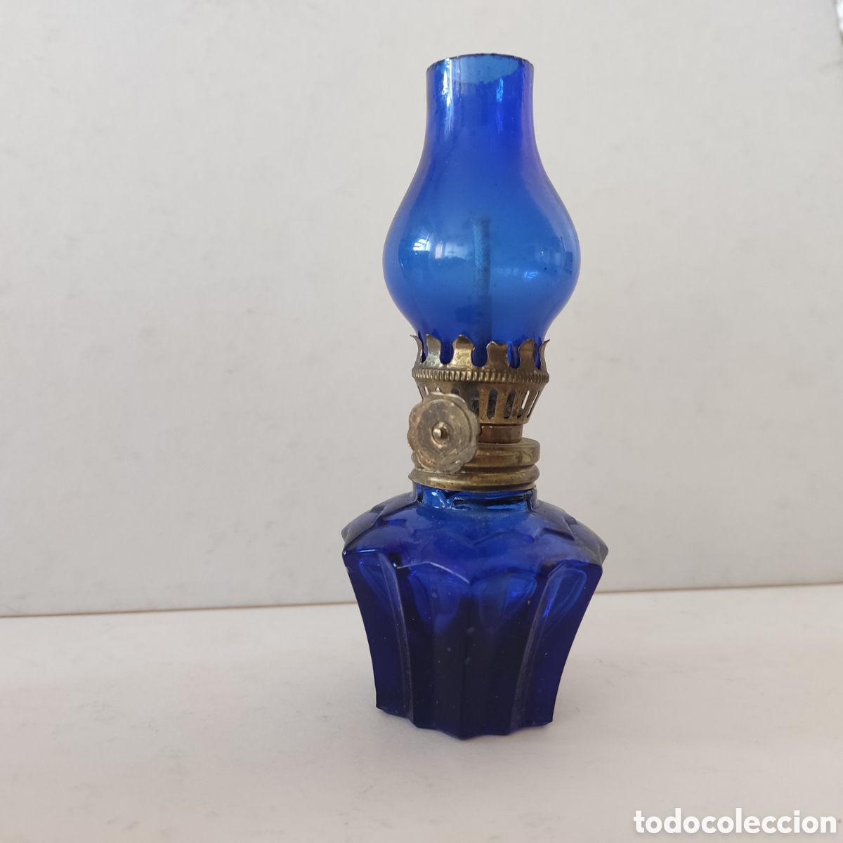 Antig&uuml;edades: MINI QUINQU&Eacute; DE 11CM CRISTAL AZUL - Foto 2