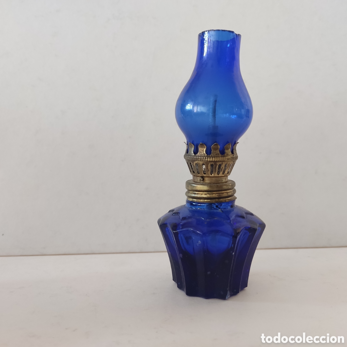 Antig&uuml;edades: MINI QUINQU&Eacute; DE 11CM CRISTAL AZUL - Foto 3
