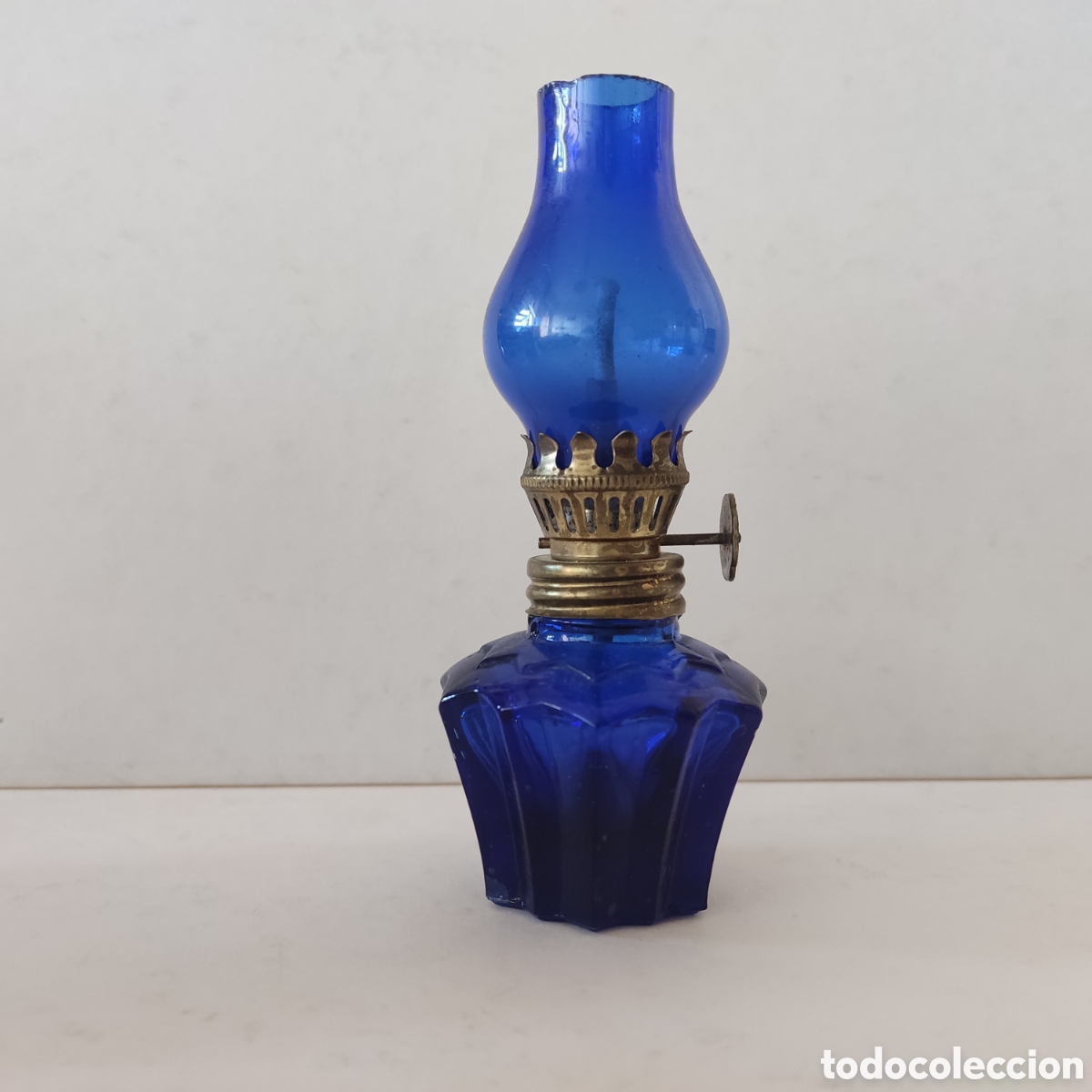Antig&uuml;edades: MINI QUINQU&Eacute; DE 11CM CRISTAL AZUL - Foto 4