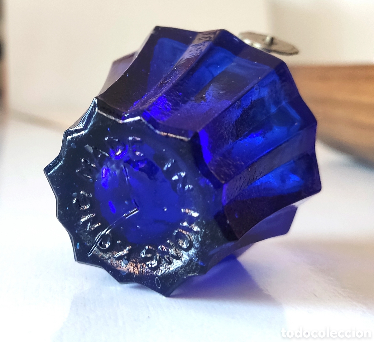 Antig&uuml;edades: MINI QUINQU&Eacute; DE 11CM CRISTAL AZUL - Foto 6