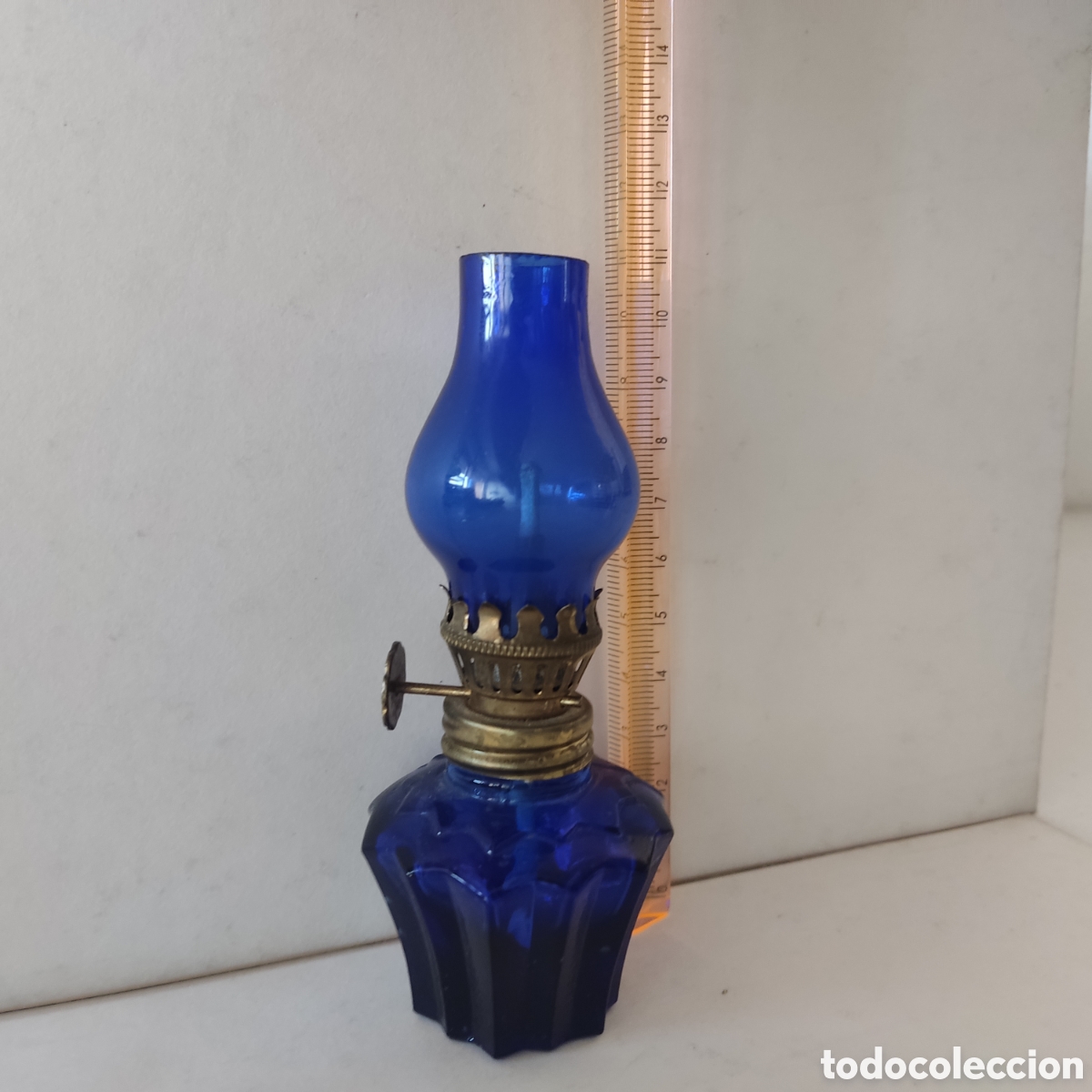 Antig&uuml;edades: MINI QUINQU&Eacute; DE 11CM CRISTAL AZUL - Foto 8