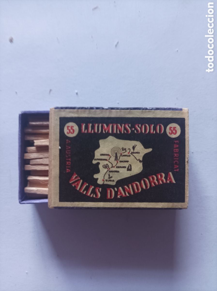 Antig&uuml;edades: ANDORRA. CAJA DE CERILLAS DE MADERA. - Foto 2