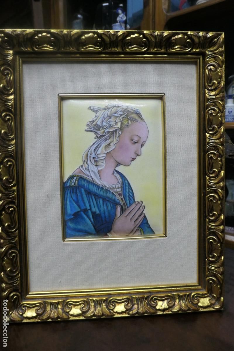 Antig&uuml;edades: Cuadro tipo esmalte. Virgen Maria - Foto 2