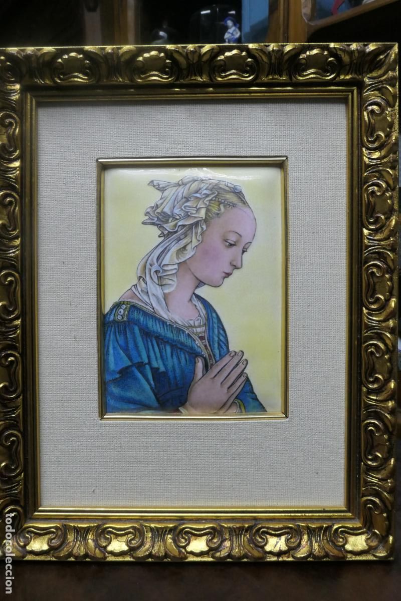 Antig&uuml;edades: Cuadro tipo esmalte. Virgen Maria - Foto 1