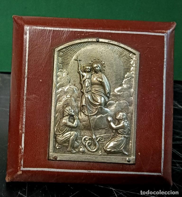 Antig&uuml;edades: Antigua placa con tr&iacute;pode MARIA Y NI&Ntilde;O - Foto 2