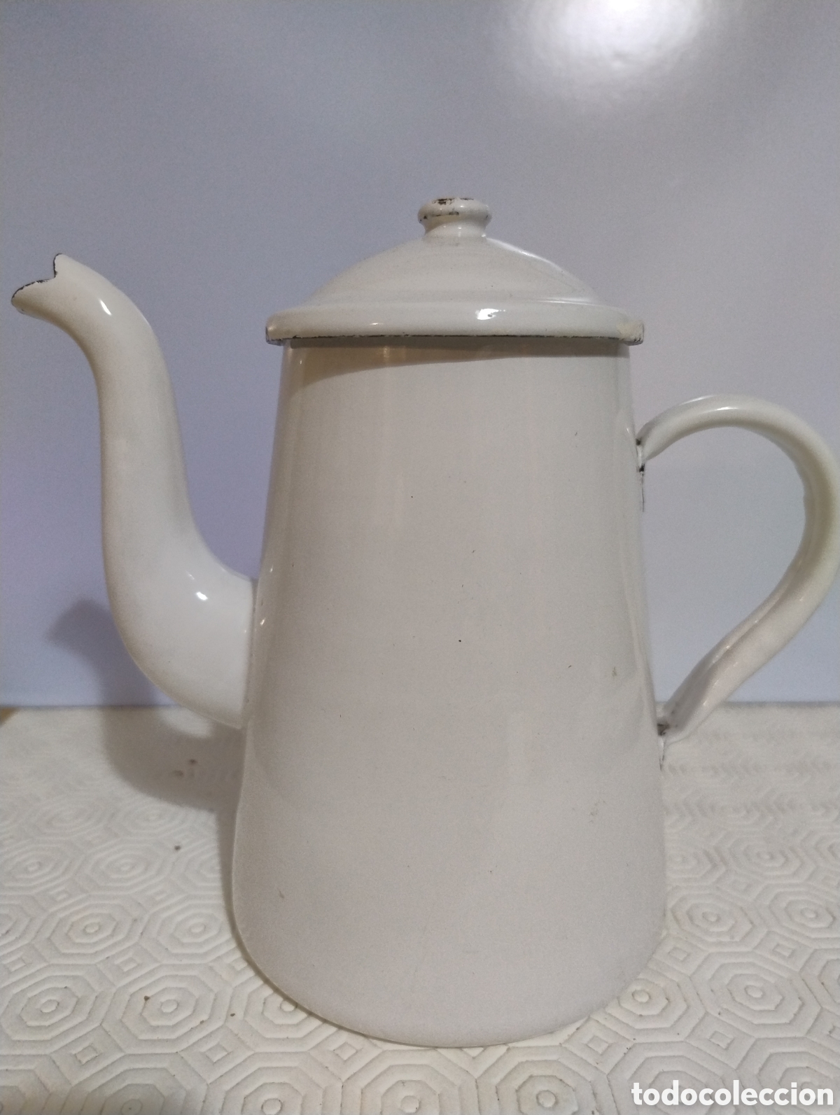 Antig&uuml;edades: Cafetera de hierro esmaltado hecho en Espa&ntilde;a - Foto 3