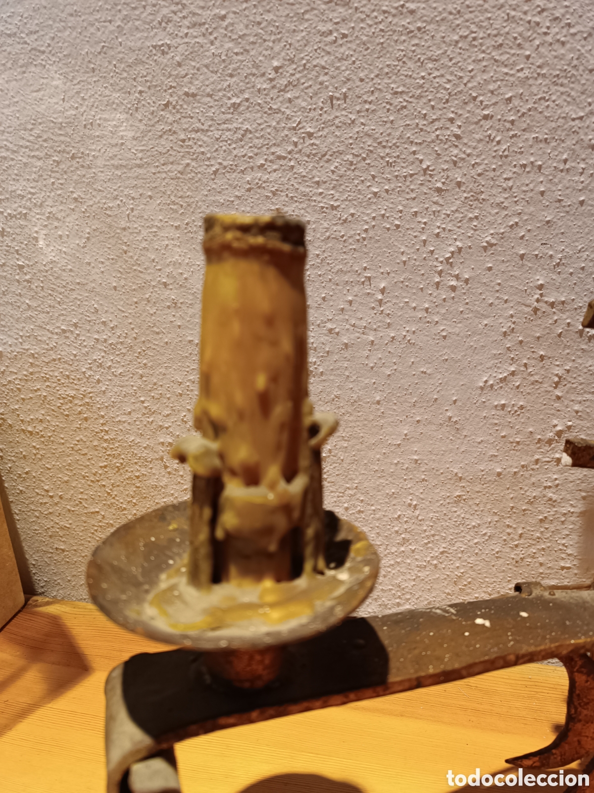 Antig&uuml;edades: APLIQUE DE PARED DE HIERRO DORADO CON DOS LUCES - Foto 11