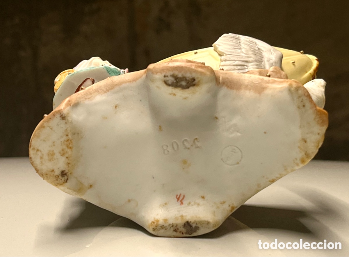 Antig&uuml;edades: CARTERA CON CARROZA, PORCELANA DE BISCUIT - Foto 4