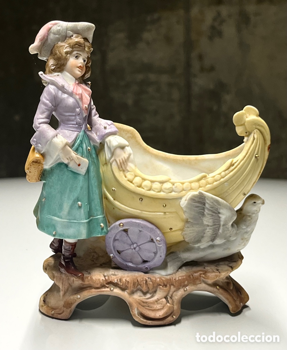 Antig&uuml;edades: CARTERA CON CARROZA, PORCELANA DE BISCUIT - Foto 1