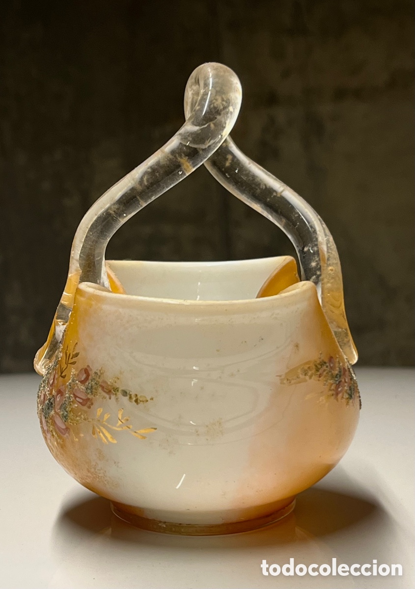 Antig&uuml;edades: CESTA DE CRISTAL PINTADO CATAL&Aacute;N - Foto 3
