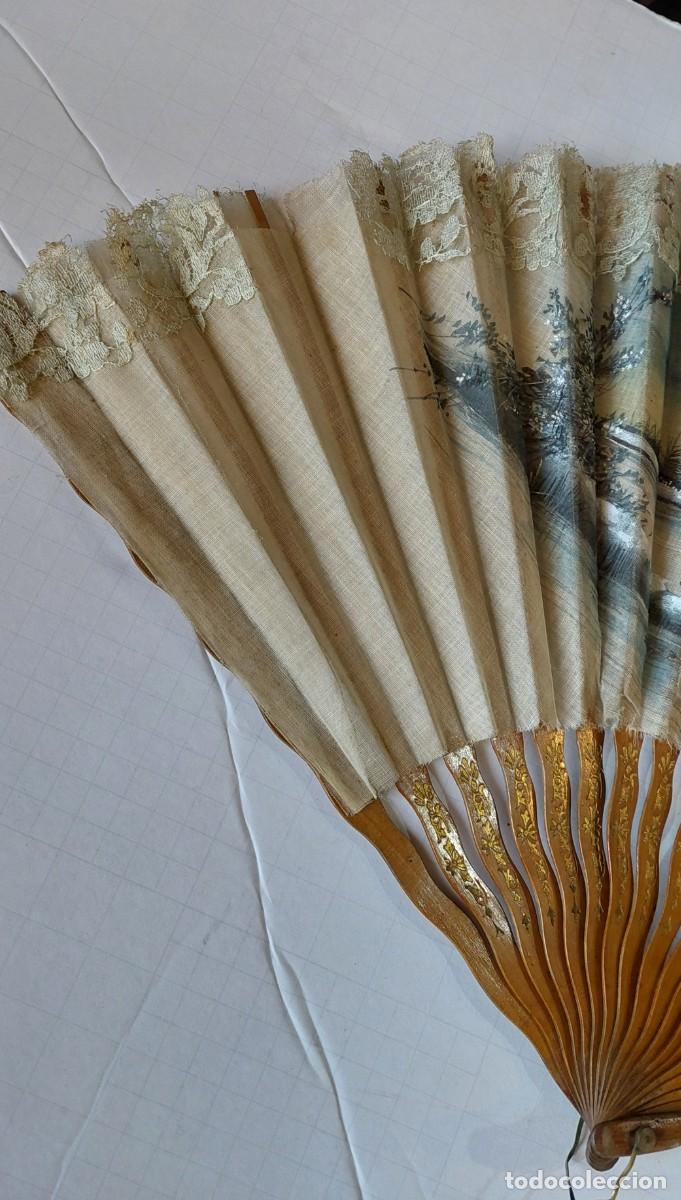Antig&uuml;edades: Abanico antiguo De madera y tela - Foto 3