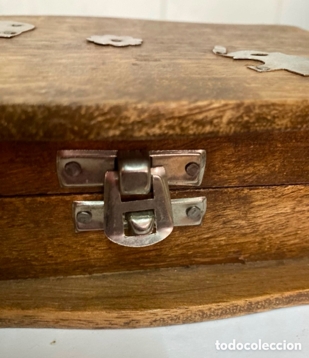 Antig&uuml;edades: CAJA DE MADERA ADORNOS ELEFANTES - Foto 4