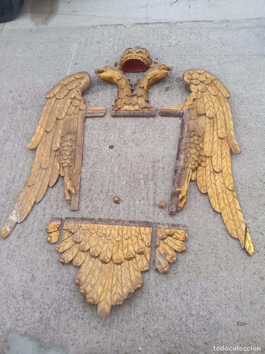 Antig&uuml;edades: Marco &Aacute;guila bic&eacute;fala madera antiguo - Foto 1
