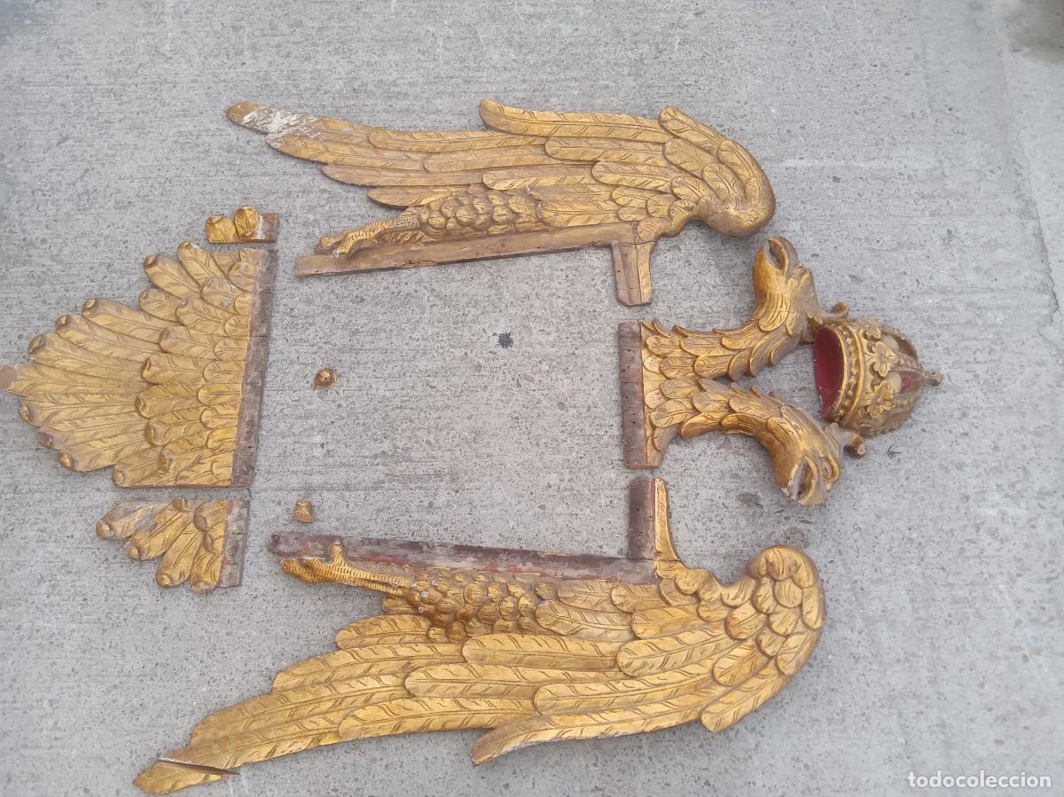 Antig&uuml;edades: Marco &Aacute;guila bic&eacute;fala madera antiguo - Foto 2