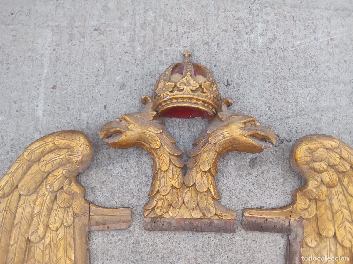 Antig&uuml;edades: Marco &Aacute;guila bic&eacute;fala madera antiguo - Foto 3