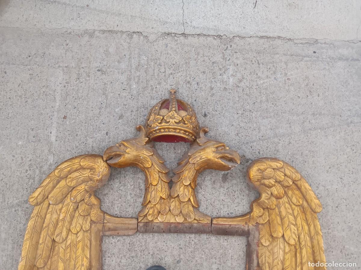 Antig&uuml;edades: Marco &Aacute;guila bic&eacute;fala madera antiguo - Foto 4