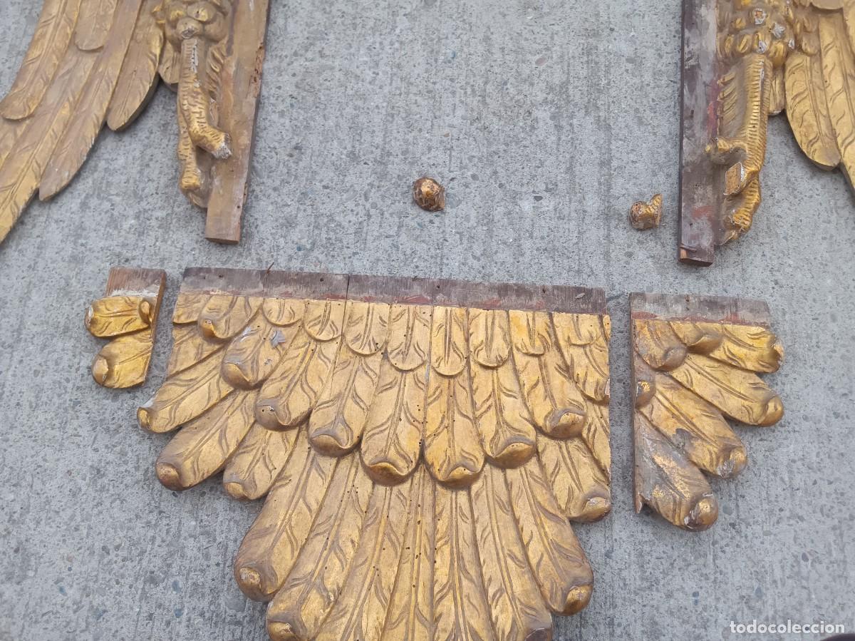 Antig&uuml;edades: Marco &Aacute;guila bic&eacute;fala madera antiguo - Foto 7