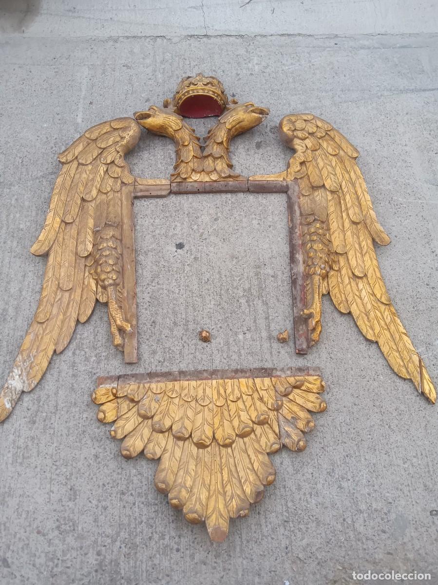 Antig&uuml;edades: Marco &Aacute;guila bic&eacute;fala madera antiguo - Foto 8