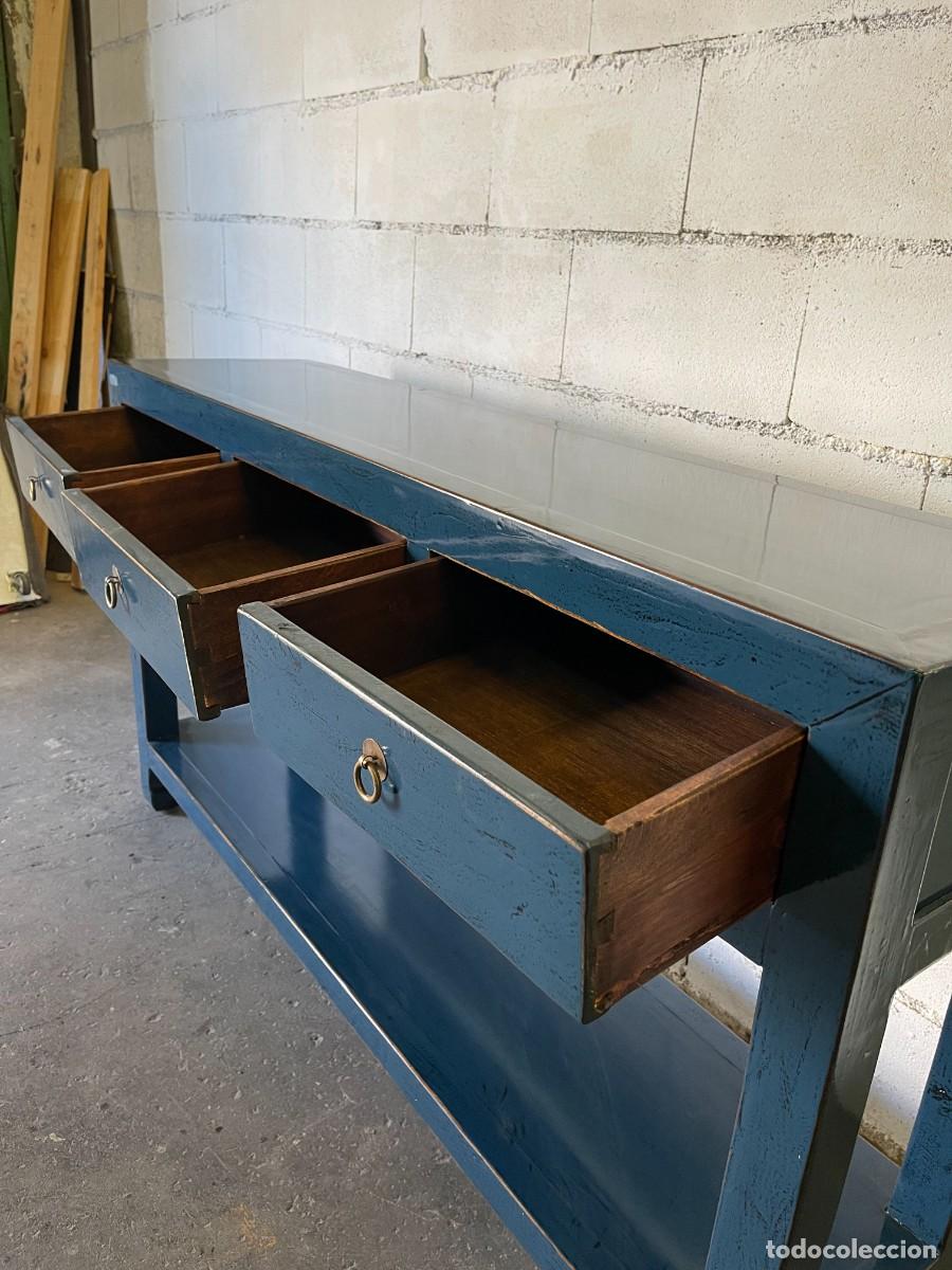Antig&uuml;edades: consola azul madera maciza lacada - Foto 6