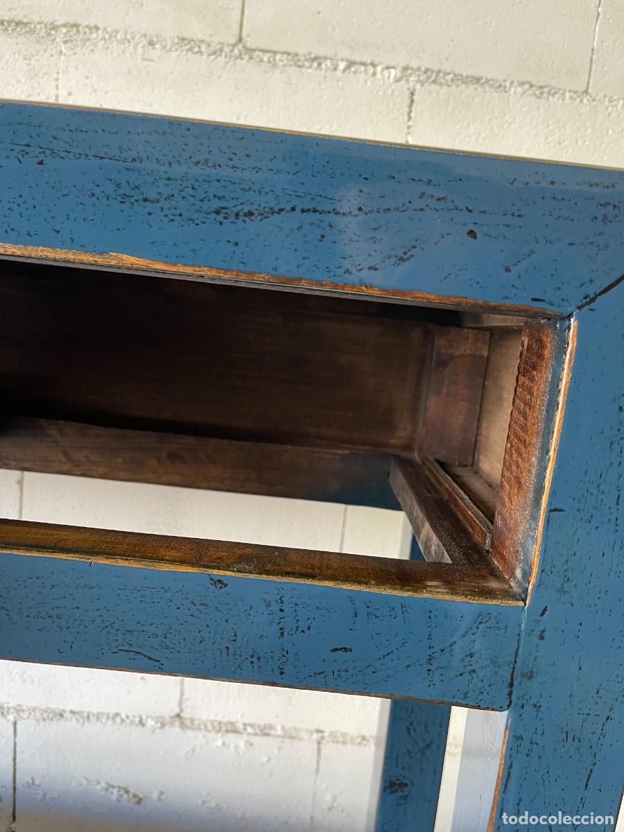 Antig&uuml;edades: consola azul madera maciza lacada - Foto 8