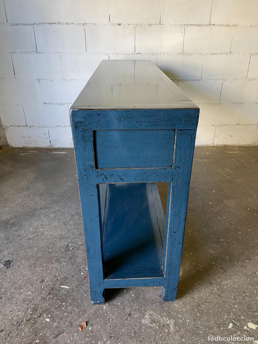 Antig&uuml;edades: consola azul madera maciza lacada - Foto 9