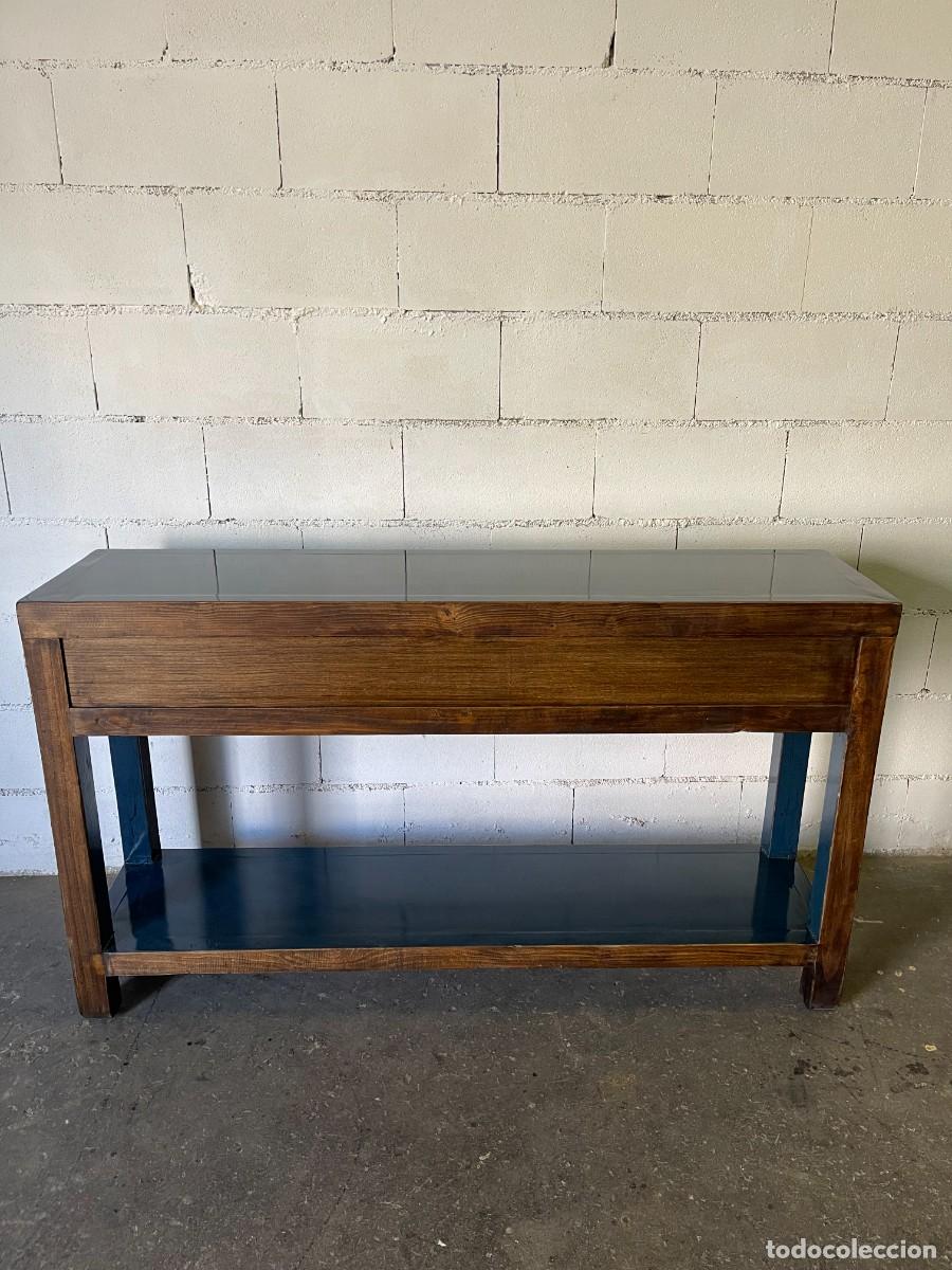 Antig&uuml;edades: consola azul madera maciza lacada - Foto 10