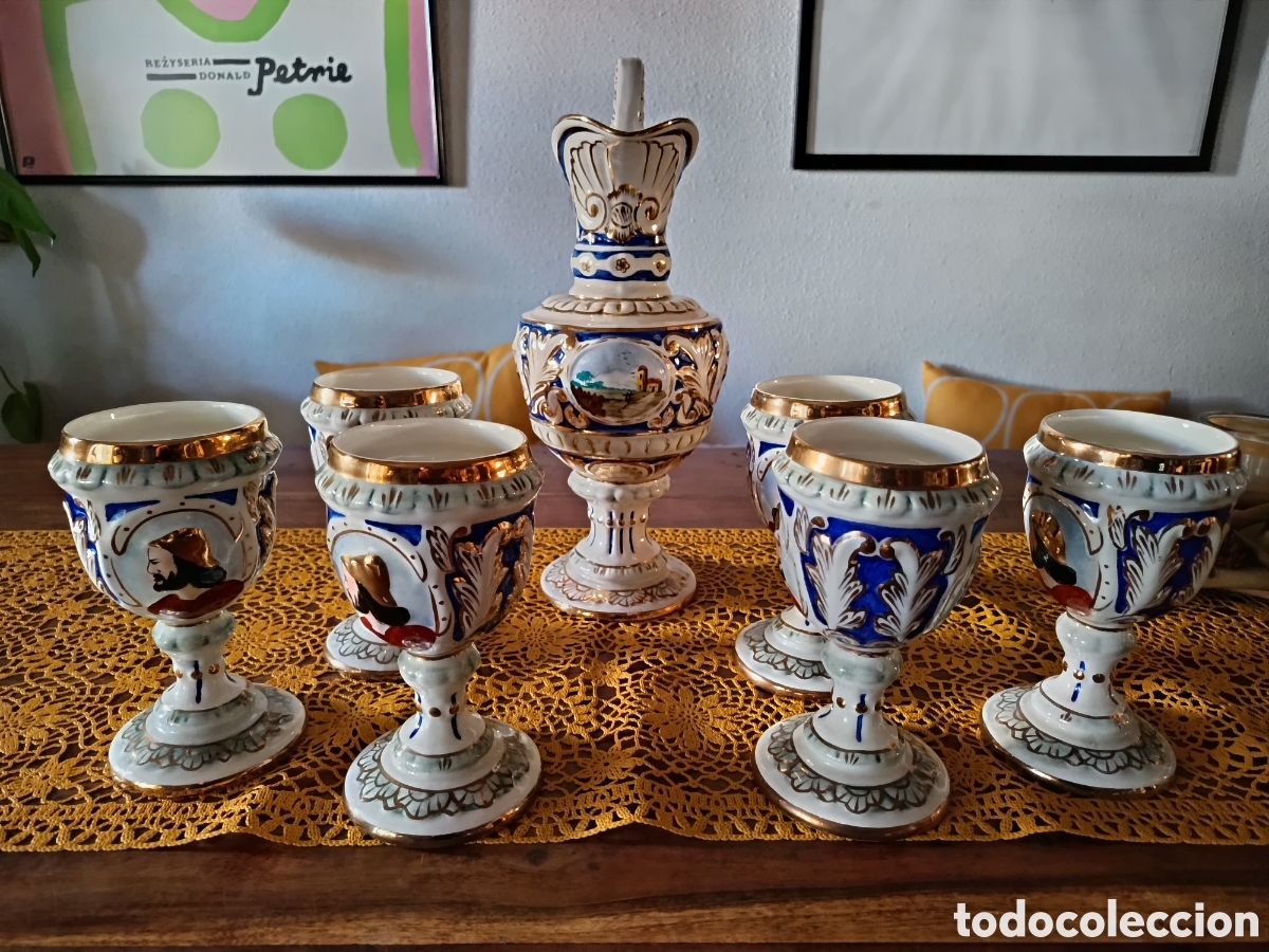 Antig&uuml;edades: Jarra y copas de porcelana - Foto 1