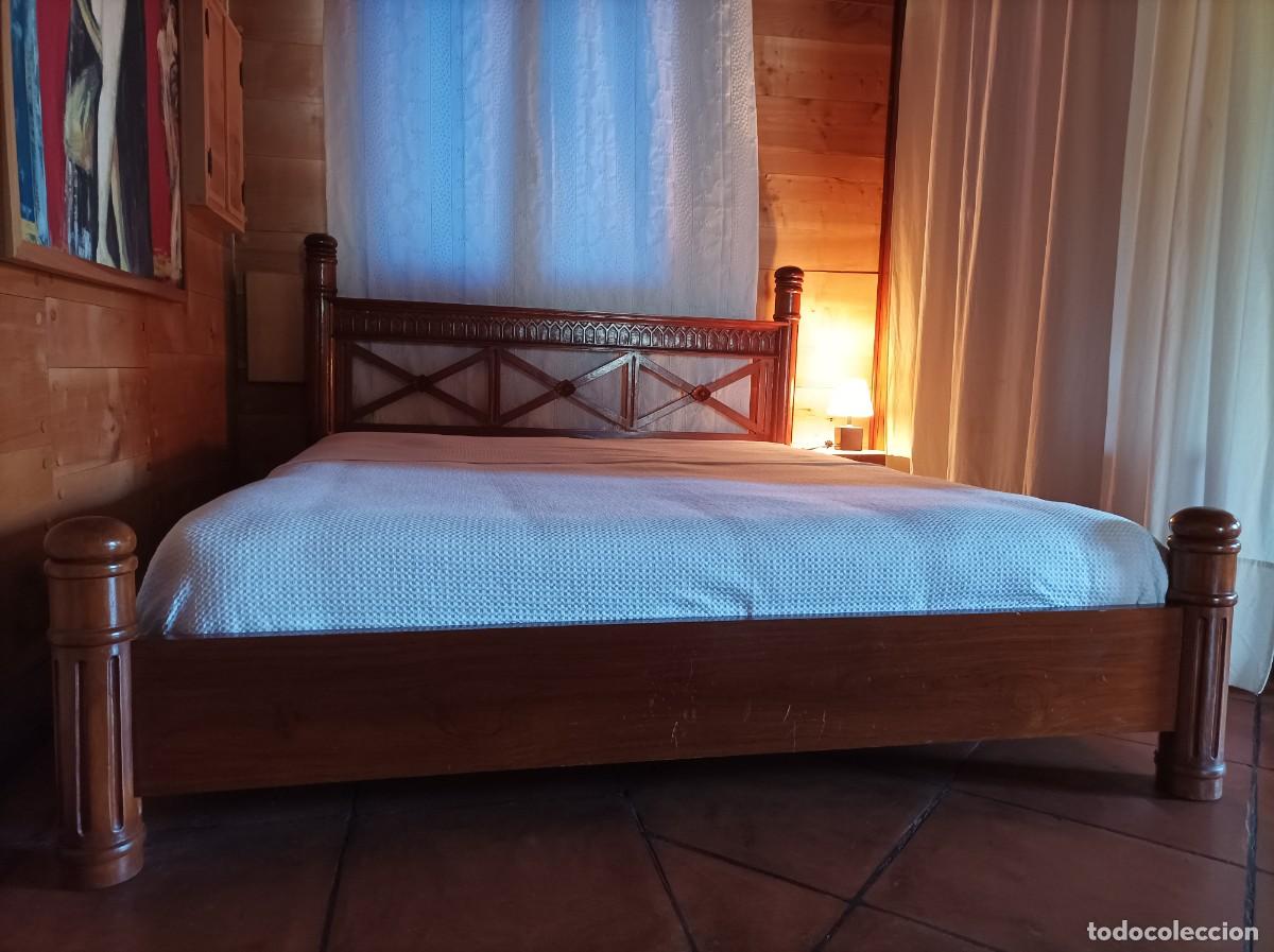 Antig&uuml;edades: Cama completa colonial en madera de teca para cama de 150cm - Foto 1
